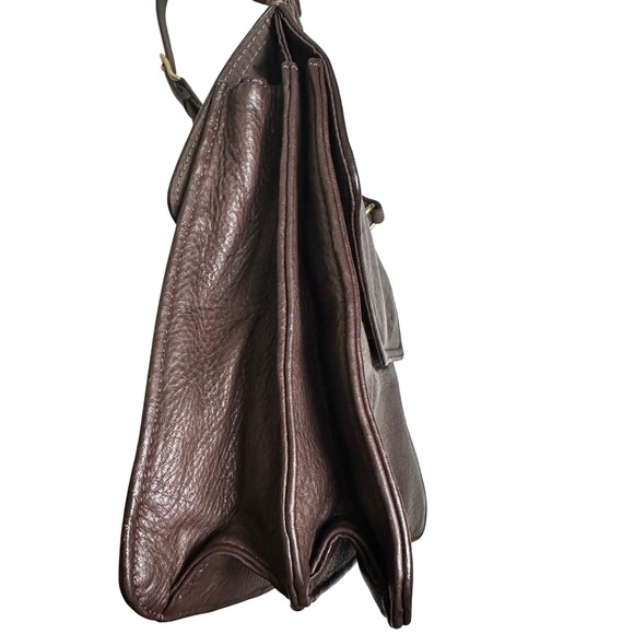 Fossil Vintage Leather Brown Pebbled Crossbody Bag 75082 Flap Adjustable Strap - Picture 5 of 13
